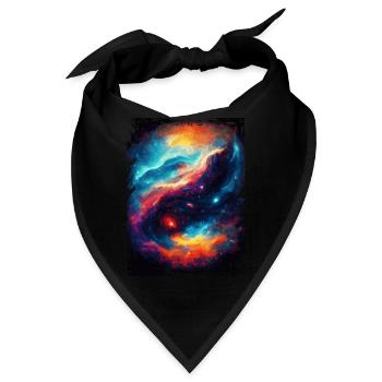 Space Galaxy Aquarell Nebel Muster - Bandana - Schwarz - Vorne