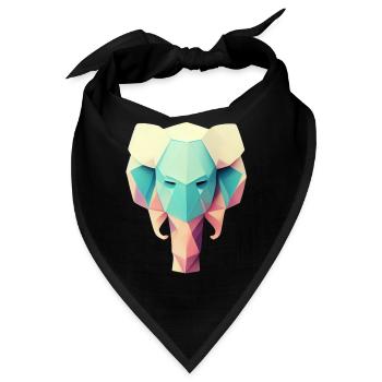 Geometrischer Elefantenkopf Polygon niedrig Poly - Bandana - Schwarz - Vorne