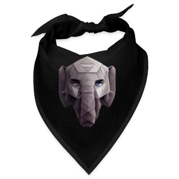 Netter Elefantenkopf Polygon niedriger Poly Elefan - Bandana - Schwarz - Vorne