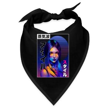 Japanisches Vaporwellen -Ästhetikmädchen Tokyo Str - Bandana - Schwarz - Vorne
