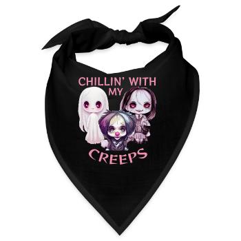 Chillin mit meinem Creeps Horror Chibi Anime Hallo - Bandana - Schwarz - Vorne