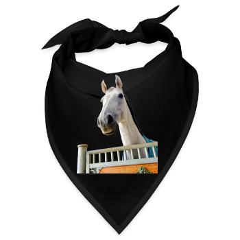 Schimmel Crespo im Pferdestall - TShirtAngel.de - Bandana - Schwarz - Vorne