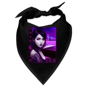 Japanische Dampfwelle Anime Gothic Girl Tattoo wei - Bandana - Schwarz - Vorne