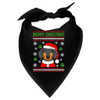 Merry Christmas Hundebesitzer Dachs - Bandana - Schwarz - Vorne