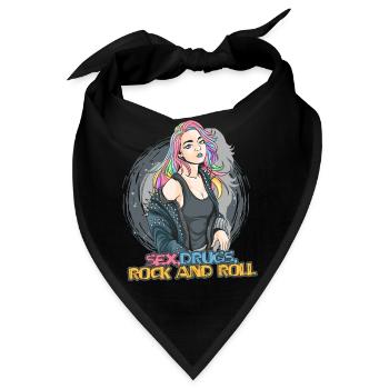 Sex Drugs Rocknroll Schädel Iro Punk Rock Musik - Bandana - Schwarz - Vorne