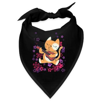 Katze spielt Gitarre - Bandana - Schwarz - Vorne