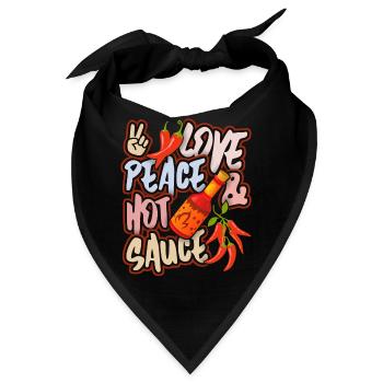 Pepperoni, Pfeffer scharfe Soße, Peace-and-Love - Bandana - Schwarz - Vorne