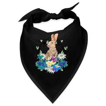 Frühlingsanfang Hase Osterhase frohe Ostern Natur - Bandana - Schwarz - Vorne