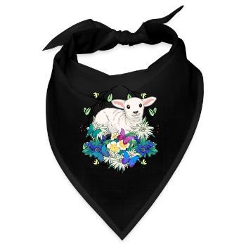 Frühlingsanfang Lamm Schafe frohe Ostern Natur - Bandana - Schwarz - Vorne