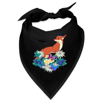 Frühlingsanfang Wildtiere Waldtiere Fuchs Füchse - Bandana - Schwarz - Vorne