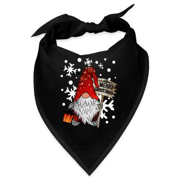 Weihnachts Zwerg Christmas Gnome mit Schneeflocken - Bandana - Schwarz - Vorne