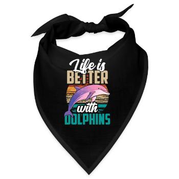Das Leben Ist Besser Mit Delfinen Delfin Delfine - Bandana - Schwarz - Vorne