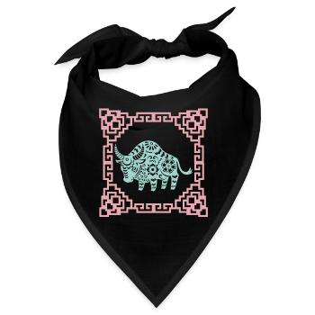 Jahr des Ochsen, Chinesisches Horoskop China - Bandana - Schwarz - Vorne
