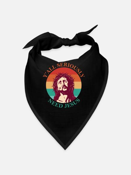 Sie Brauchen Ernsthaft Jesus Heilige Ikone Des - Bandana - Schwarz - Vorne
