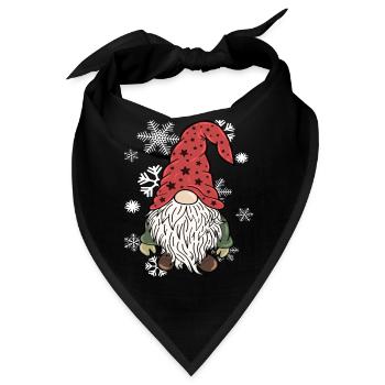 Gnom Weihnachts Wichtel Schneeflocken - Bandana - Schwarz - Vorne