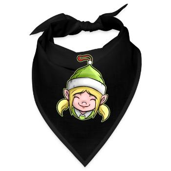Kawaii Xmas Christmas Tree Ball Globe Female Elf - Bandana - Schwarz - Vorne