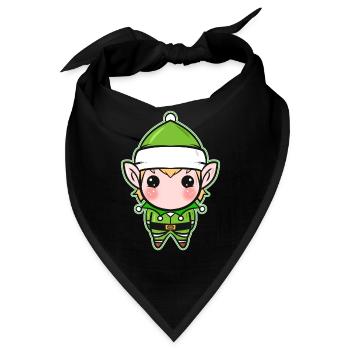 Xmas Christmas Tree Ball Globe Kawaii Elf - Bandana - Schwarz - Vorne