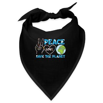 Peace Love Save Our Planet Earth - Bandana - Schwarz - Vorne