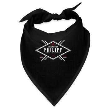 Grillmeister Philipp Vorname Name - Bandana - Schwarz - Vorne