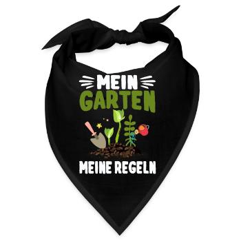 Mein Garten Meine Regeln Hobby-Gärtner Spruch - Bandana - Schwarz - Vorne