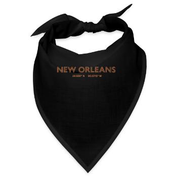 USA Stadt Koordinaten - New Orleans - Bandana - Schwarz - Vorne