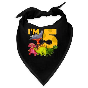 5 Geburtstag Dinos - Bandana - Schwarz - Vorne