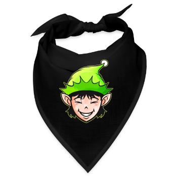 Cute Kawaii Christmas Elf For Christmas - Bandana - Schwarz - Vorne