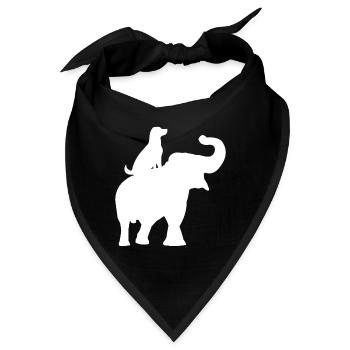 Silhouette eines sitzenden Elefanten und eines Hundes - Bandana - Schwarz - Vorne