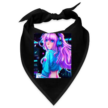 Pastel Aesthetic Cute Anime Girl - Bandana - Schwarz - Vorne