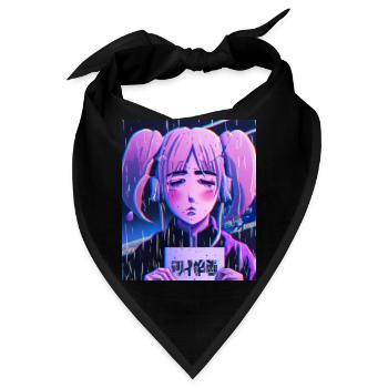 Pastel Aesthetic Sad Anime Girl - Bandana - Schwarz - Vorne