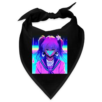 Pastel Aesthetic Sad Anime Girl - Bandana - Schwarz - Vorne
