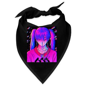 Pastel Aesthetic Sad Anime Girl - Bandana - Schwarz - Vorne