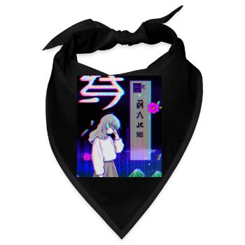 Pastel Aesthetic Sad Anime Girl - Bandana - Schwarz - Vorne