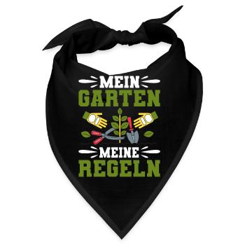 Mein Garten Meine Regeln Hobby-Gärtner Spruch - Bandana - Schwarz - Vorne