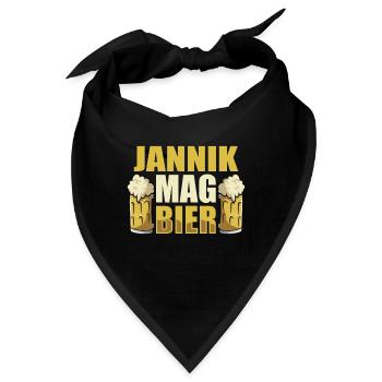 Jannik mag Bier Name Geburtstag - Bandana - Schwarz - Vorne