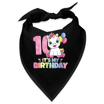Regenbogen Einhorn 10. Geburtstag Mädchen 10 Jahre - Bandana - Schwarz - Vorne
