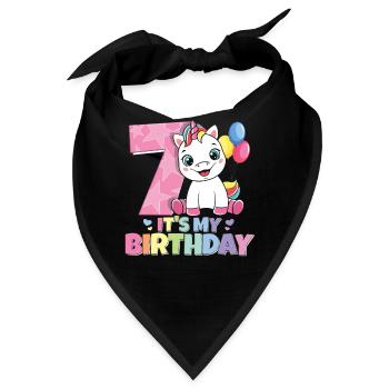 Regenbogen Einhorn 7. Geburtstag Mädchen 7 Jahre - Bandana - Schwarz - Vorne