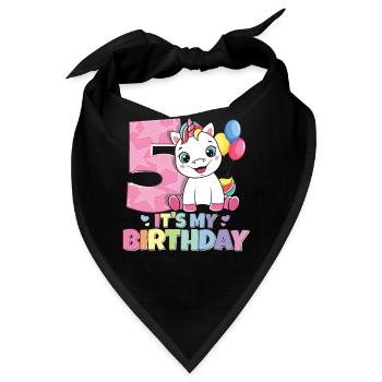 Regenbogen Einhorn 5. Geburtstag Mädchen 5 Jahre - Bandana - Schwarz - Vorne