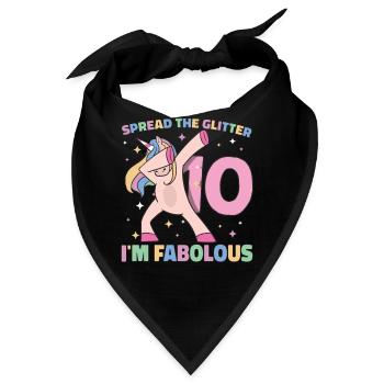 Regenbogen Einhorn 10. Geburtstag Mädchen 10 Jahre - Bandana - Schwarz - Vorne