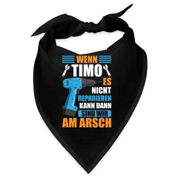 Timo Vorname Name Geburtstag Reparieren - Bandana - Schwarz - Vorne