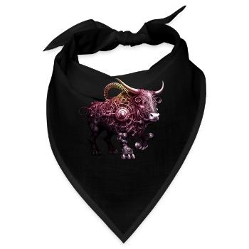 Verzierter Steampunk-Stier Detaillierte komplizierte coole Kunst - Bandana - Schwarz - Vorne