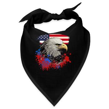 Bald Eagle Patriotic American Bird US Flag - Bandana - Schwarz - Vorne
