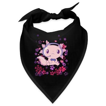 Gaming Axolotl mit Headset - Bandana - Schwarz - Vorne