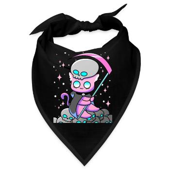 Kawaii Pastel Goth Anime Tarot Card Death Cute Wit - Bandana - Schwarz - Vorne