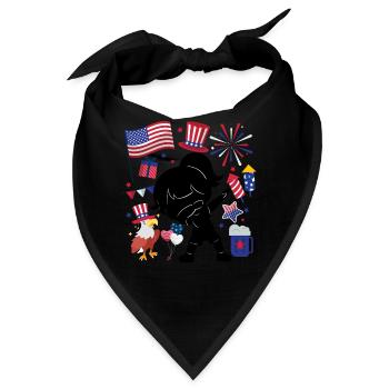 Silhouette Mädchen 4. Juli Unabhängigkeitstag - Bandana - Schwarz - Vorne