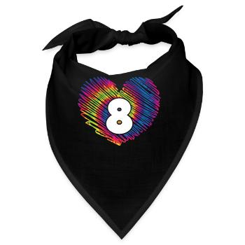 8. Geburtstag Herz Tie Dye | Tie Dye Themed - Bandana - Schwarz - Vorne