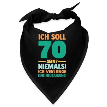 Siebzig 70 Jahre Siebzigster Geburtstag - Bandana - Schwarz - Vorne