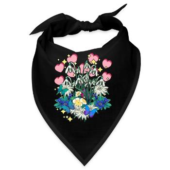 Natur Frühling Blumen Maiglöckchen Herzen Fantasy - Bandana - Schwarz - Vorne