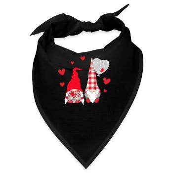 Rosa Gnome Liebe Plaid Herz Luftballons Valentinst - Bandana - Schwarz - Vorne