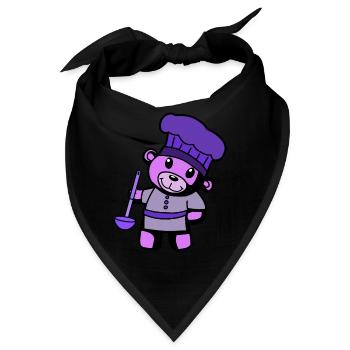 Hobbykoch Kochkunst Teddybär Koch Suppenkelle - Bandana - Schwarz - Vorne